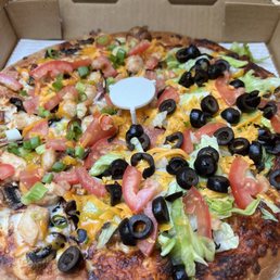 Medium Half Mexican Taco Pizza Half Famous Chicken Pizza Medium Half Mexican Taco Pizza Half Famous Chicken Pizza