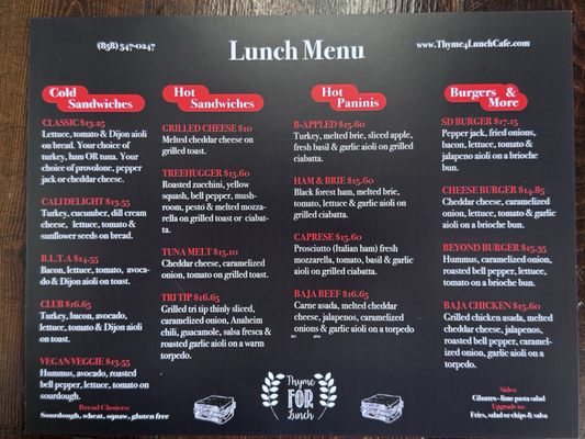 Menu photo 4 Thyme For Lunch Cafe & Grill San Diego, CA Menu photo 4 Thyme For Lunch Cafe & Grill San Diego, CA