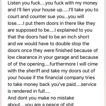 Turtle Tuff Overhead Door - Threatening letter after canceled credit card dispute must have gotten word back to him. - Garage Door Services Near Me Turtle Tuff Overhead Door - Threatening letter after canceled credit card dispute must have gotten word back to him. - Garage Door Services Near Me