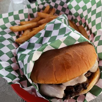 Binnie Boys Burgers - Mushroom Swiss burger and fries - Food Trucks Near Me - Tow, Texas Binnie Boys Burgers - Mushroom Swiss burger and fries - Food Trucks Near Me - Tow, Texas