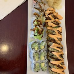 Spider roll, cucumber & avocado, & volcano (our favorite!)