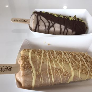 Dipsticle - Mint chocolate chip and salted caramel pretzel, both dipped and topped - Gelato Near Me - Cordova, Tennessee Dipsticle - Mint chocolate chip and salted caramel pretzel, both dipped and topped - Gelato Near Me - Cordova, Tennessee