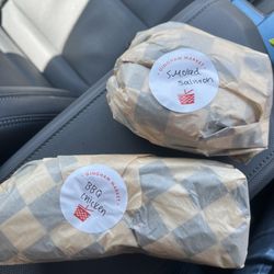 Gingham Market - Smoked salmons sandwich and bbq chicken wrap