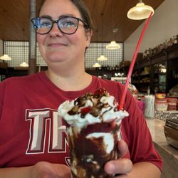 Landmark Park - Our new Cowboy Turtle Sundae and the first customer to try it she was so happy.. It was designed for the new Arena at landmark park