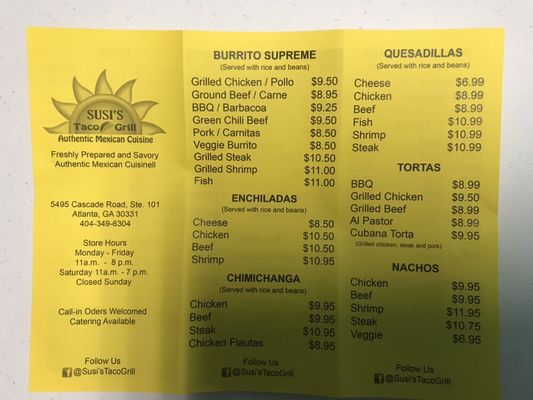 Menu photo 2 Susis Taco Grill Atlanta, GA