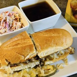 LeBaron's Honker Cafe - French dip with coleslaw.