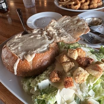 The Hook - Sourdough bread Bowl chowder with salad - Seafood Near Me - San Francisco, California