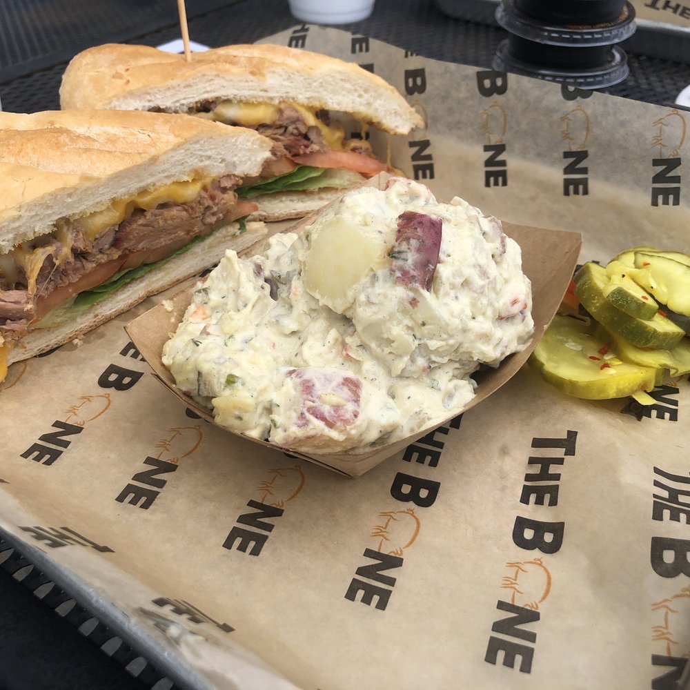 The Bone - BBQ Po'Boy with Potato Salad - Barbeque Near Me - Gainesville, Virginia