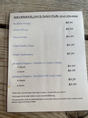Menu photo 2 Reverend Jim's Dam Pub Buchanan Dam, TX Menu photo 2 Reverend Jim's Dam Pub Buchanan Dam, TX