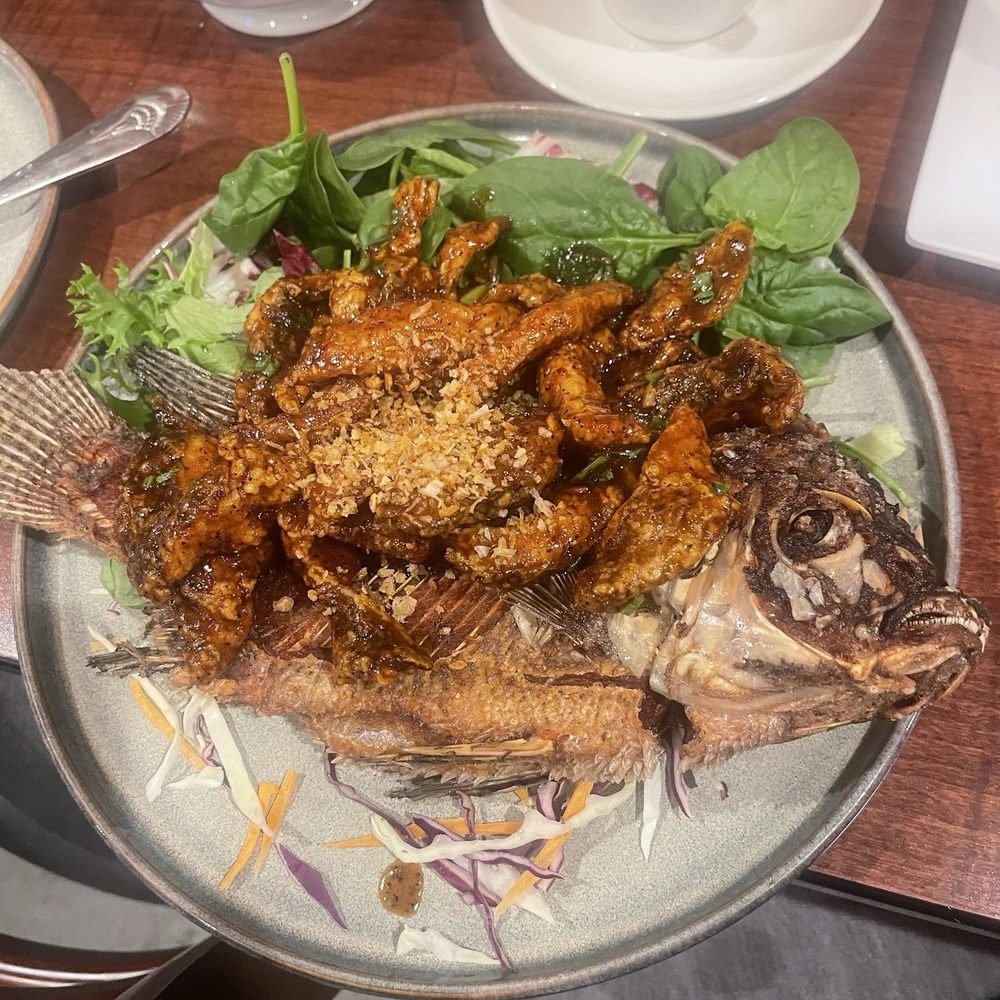 Baan Thai Cuisine - Garlic fried tilapia - Thai Near Me - Humble, Texas