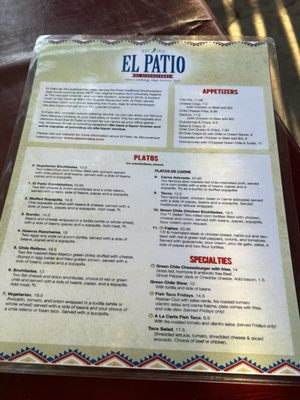 Menu photo 5 El Patio De Albuquerque Albuquerque, NM