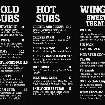 Menu photo 1 Monster Subs Oakland Park, FL