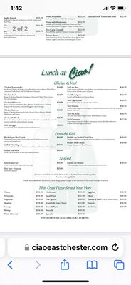 Menu photo 2 Ciao Restaurant Eastchester, NY Menu photo 2 Ciao Restaurant Eastchester, NY