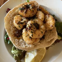 Fleece Inn - Pan fried prawns over sourdough starter
