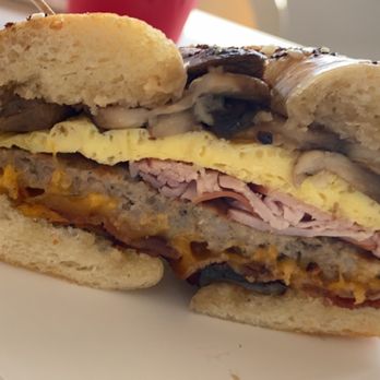5th Ave Bagelry - Combo B on an everything bagel with mushrooms added - Bagels Near Me - Corona, California 5th Ave Bagelry - Combo B on an everything bagel with mushrooms added - Bagels Near Me - Corona, California