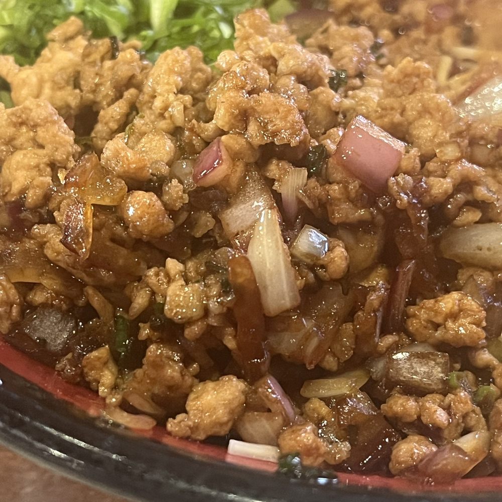 Raku Ramen and Sushi - Close up of Dan Dan Noodles - strange version - Ramen Near Me - Clemmons, North Carolina