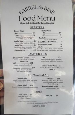 Menu photo 3 Barrel & Bine Reno, NV