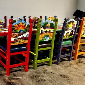 El Mexicano Restaurant - Brightly painted tables & chairs - Mexican Near Me - Jeffersonville, Indiana