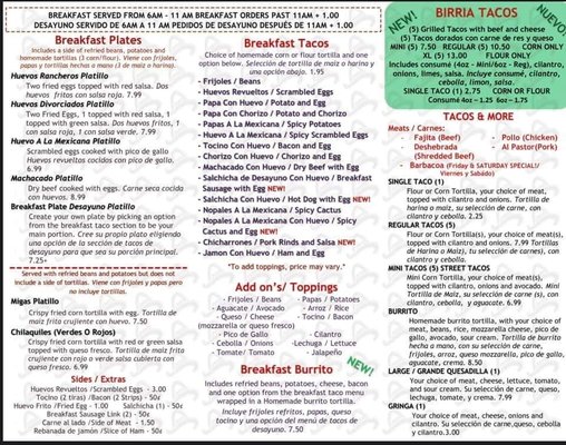 Menu photo 3 El Mana Taqueria Baytown, TX