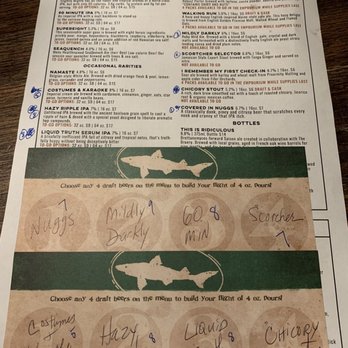 Dogfish Head Brewings & Eats - My flight selections and scoring... - American Near Me - Rehoboth Beach, Delaware