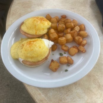 Reveille Coffeehouse Cafe - Eggs Benedicte with Side of Potatoes $9.79 - Breakfast & Brunch Near Me - Marietta, Georgia Reveille Coffeehouse Cafe - Eggs Benedicte with Side of Potatoes $9.79 - Breakfast & Brunch Near Me - Marietta, Georgia