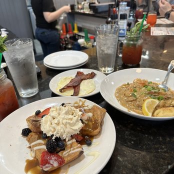 Another Broken Egg Cafe - Shrimp and grits and cinnamon roll French toast and some Bloody Mary's - Breakfast & Brunch Near Me - Panama City Beach, Florida Another Broken Egg Cafe - Shrimp and grits and cinnamon roll French toast and some Bloody Mary's - Breakfast & Brunch Near Me - Panama City Beach, Florida