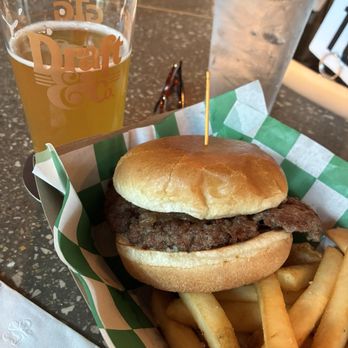Draft & Co - Smashburger with fried onions. Fries. Spotted Cow on tap. - Cocktail Bars Near Me - Milwaukee, Wisconsin