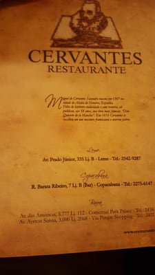 Menu photo 3 Cervantes Rio de Janeiro, RJ Menu photo 3 Cervantes Rio de Janeiro, RJ
