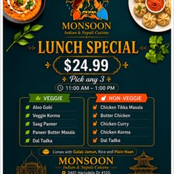 Lunch Specials 11am to 1:00 pm at (monsoon)