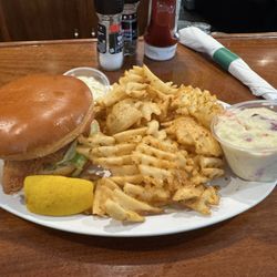 Gooch's Greenhouse - Fish sandwich w/ seasoned waffle fries