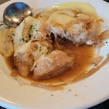 The Ship Bar & Grill - This is supposed to be French onion soup. It's bread with cheese and a tiny bit of broth - Seafood Near Me - Lockport, New York The Ship Bar & Grill - This is supposed to be French onion soup. It's bread with cheese and a tiny bit of broth - Seafood Near Me - Lockport, New York