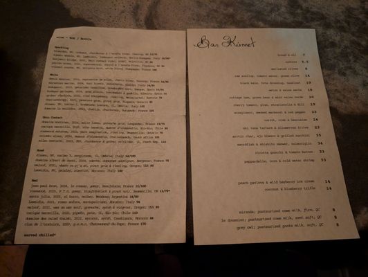 Menu photo 1 Bar Kismet Halifax, NS