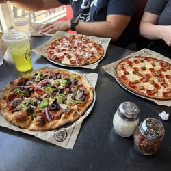 Fired Pie - Meaty Italian with mushrooms, bell peppers, onions, and black olives. Cauliflower crust pepperoni and sausage, and a build your own.