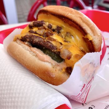 In-N-Out Burger - "3 by 3, Mustard Style, No Lettuce, No Tomatoes, Grilled Onions" - $8.30 - "YUM!!" - Burgers Near Me - Covina, California In-N-Out Burger - "3 by 3, Mustard Style, No Lettuce, No Tomatoes, Grilled Onions" - $8.30 - "YUM!!" - Burgers Near Me - Covina, California