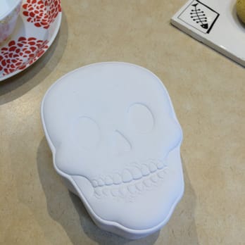 Petroglyph Ceramic Lounge - Skull Box - before - Paint-Your-Own Pottery Near Me - Roseville, California