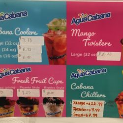 Agua Cabana - October 2026 prices.  Drinks are Really Good but prices have gotten too high in my opinion...
