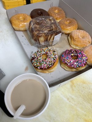 Photo of Taqueria La Fiesta - Santa Ana, CA, US. a box of donuts and a cup of coffee