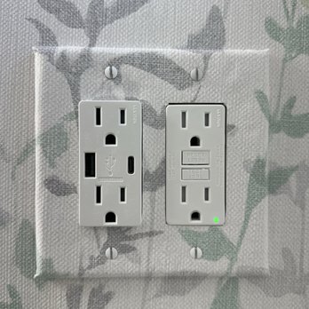Vinh's Custom Wallcovering - Look at how beautifully he can match the print on the switch plate to the wall! Amazing craftsmanship! - Wallpapering Near Me
