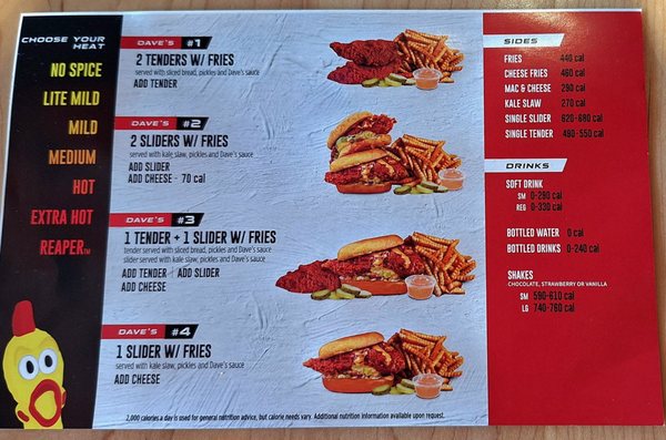 Menu photo 1 Dave's Hot Chicken Tampa, FL Menu photo 1 Dave's Hot Chicken Tampa, FL