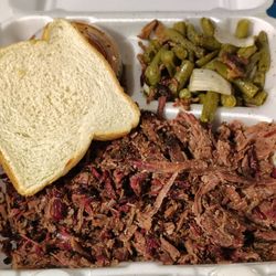 Catch The Smoke BBQ - Fantastic brisket dinner with green beans tonight!