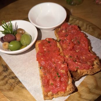 Casa Paco - PARA PICAR tomato bread marinated olives - Spanish Near Me - Toronto, Ontario