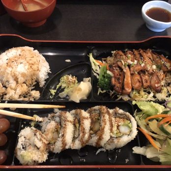Kiyora Sushi - Lunch Box with teriyaki chicken and crunch roll. - Sushi Bars Near Me - Redlands, California