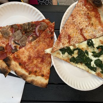 Joe's Pizza - Supreme and cheese on left plate, fresh mozz and white pizza w/ spinach on the right plate - Pizza Near Me - Ann Arbor, Michigan Joe's Pizza - Supreme and cheese on left plate, fresh mozz and white pizza w/ spinach on the right plate - Pizza Near Me - Ann Arbor, Michigan