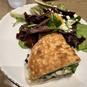 Urbane Cafe - Half of a Bella Portobella sandwich with a side salad split in the kitchen. Yummm! - Salad Near Me - Camarillo, California Urbane Cafe - Half of a Bella Portobella sandwich with a side salad split in the kitchen. Yummm! - Salad Near Me - Camarillo, California