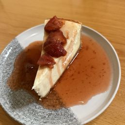New York cheesecake with strawberry compote New York cheesecake with strawberry compote