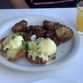 Phoebe's Diner - Crab Cake Benedict with crispy country potatoes - Breakfast & Brunch Near Me - Austin, Texas Phoebe's Diner - Crab Cake Benedict with crispy country potatoes - Breakfast & Brunch Near Me - Austin, Texas
