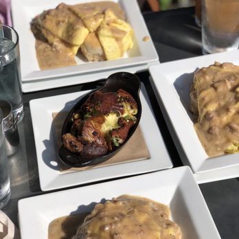 Skillet - Chicken and Andouille Gravy and Biscuits and Cheese Taters - New American Near Me - Columbus, Ohio Skillet - Chicken and Andouille Gravy and Biscuits and Cheese Taters - New American Near Me - Columbus, Ohio