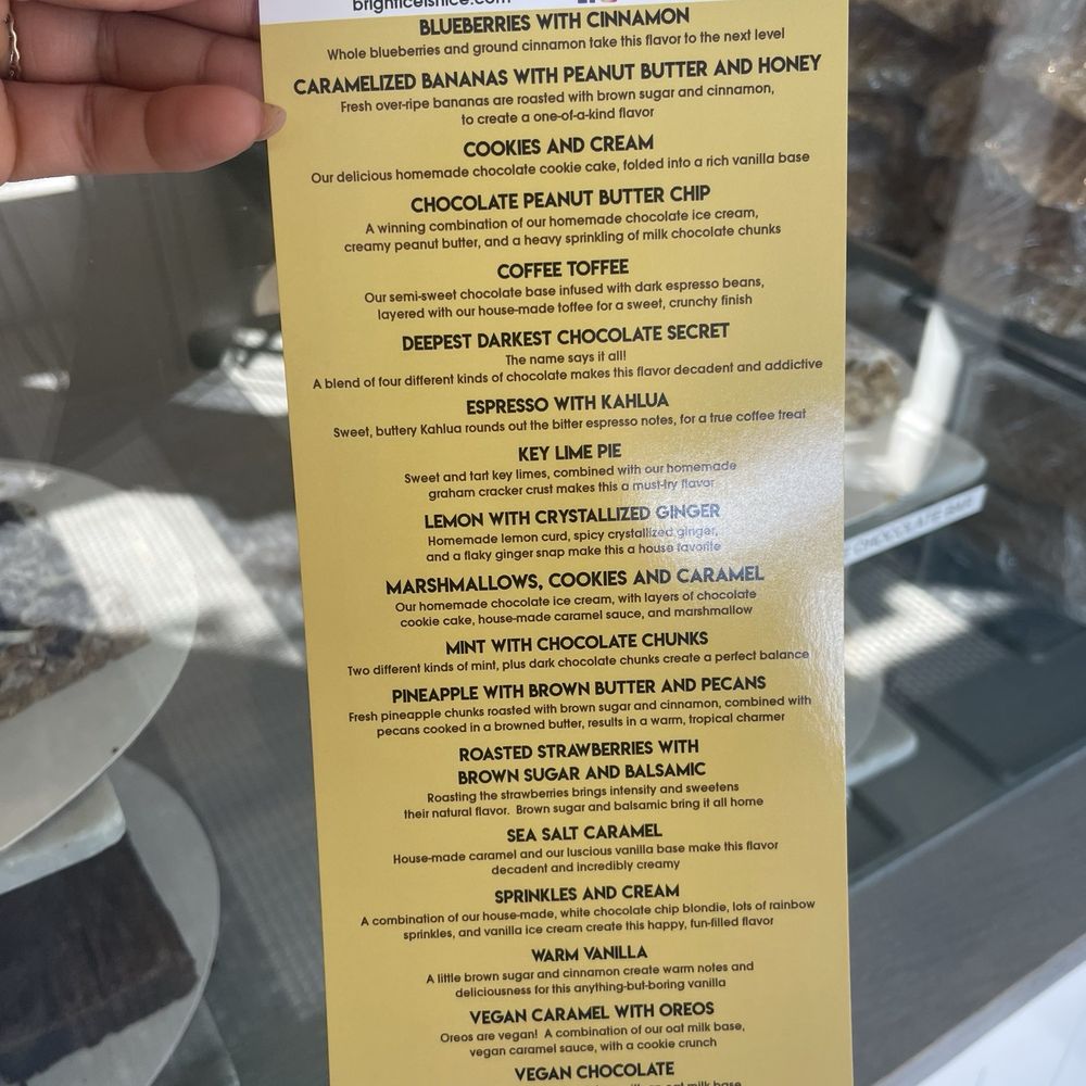 Bright Ice - Menu - Ice Cream & Frozen Yogurt Near Me - St. Petersburg, Florida Bright Ice - Menu - Ice Cream & Frozen Yogurt Near Me - St. Petersburg, Florida