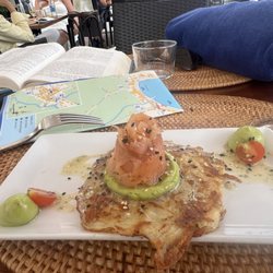 El Pirata - Salmon and Potatoe Tapa. Soooo delicious! Only $9 and a glass of delicious wine $5. Fantastic place