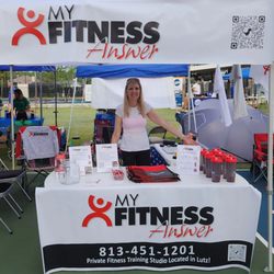 My Fitness Answer - Karen owner/training/nutrition coach at My Fitness Answer's booth.